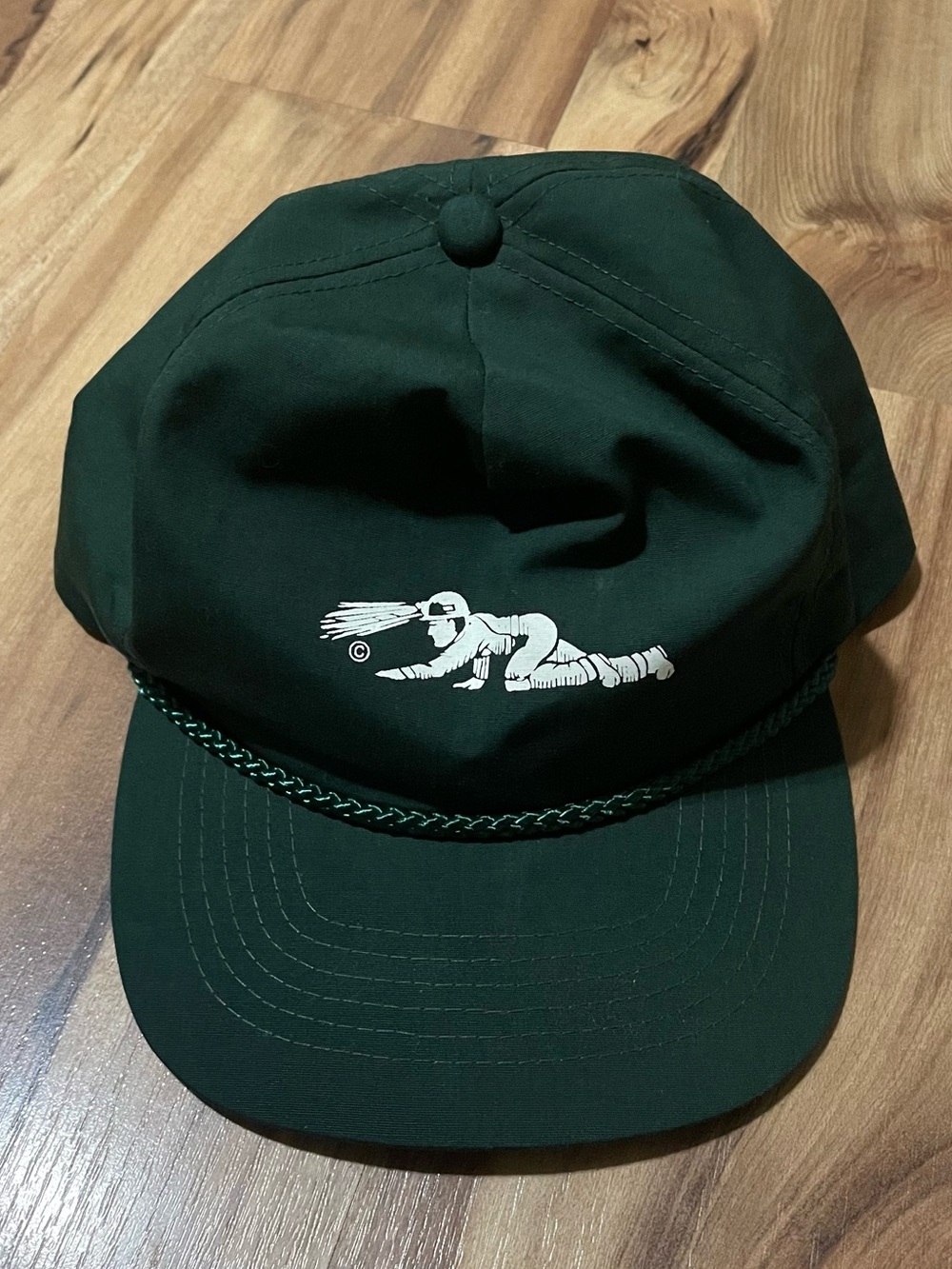 Vtg Otto Cap Dark Green Rope Trucker Hat Crawling Miner Headlamp Gorpcore Cap